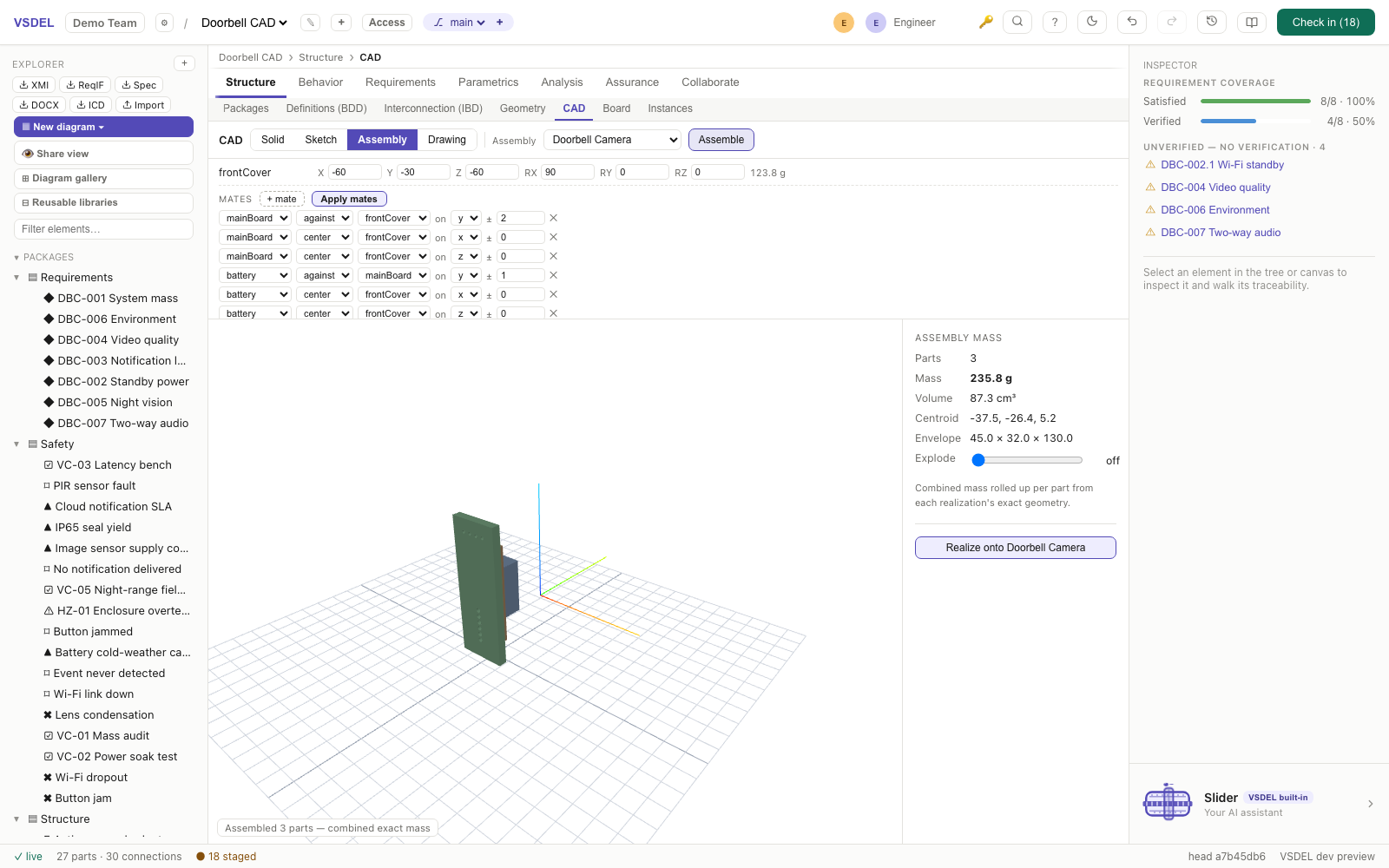 Assembly after Apply mates: parts nested
