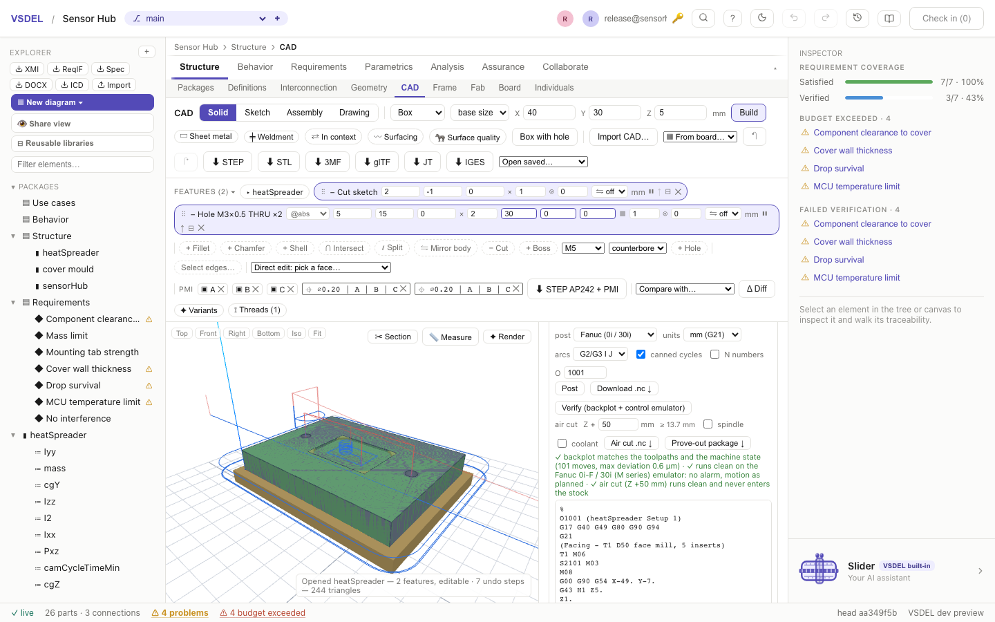 CAM verify and prove-out package