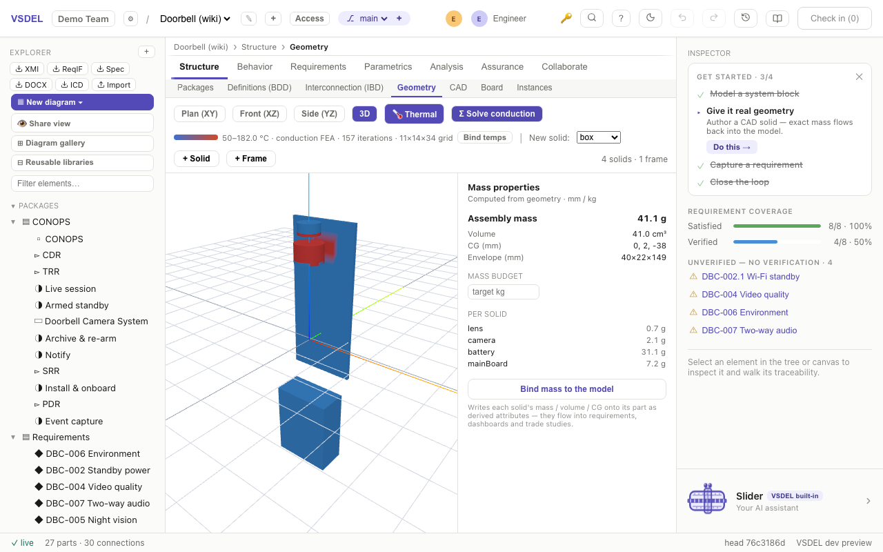 Conduction solve: computed temperature field with solver legend