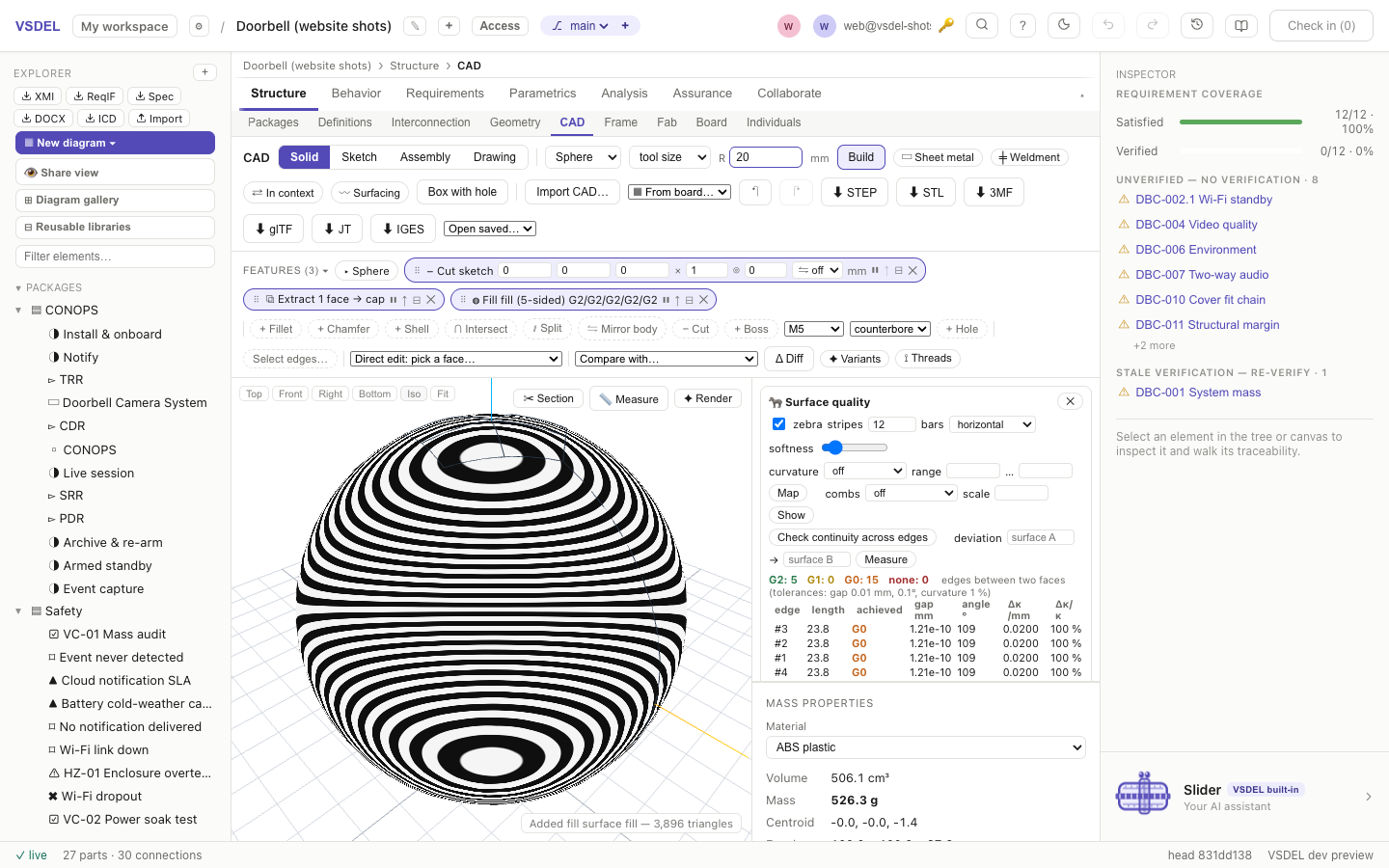 Zebra stripes on a G2 surface fill
