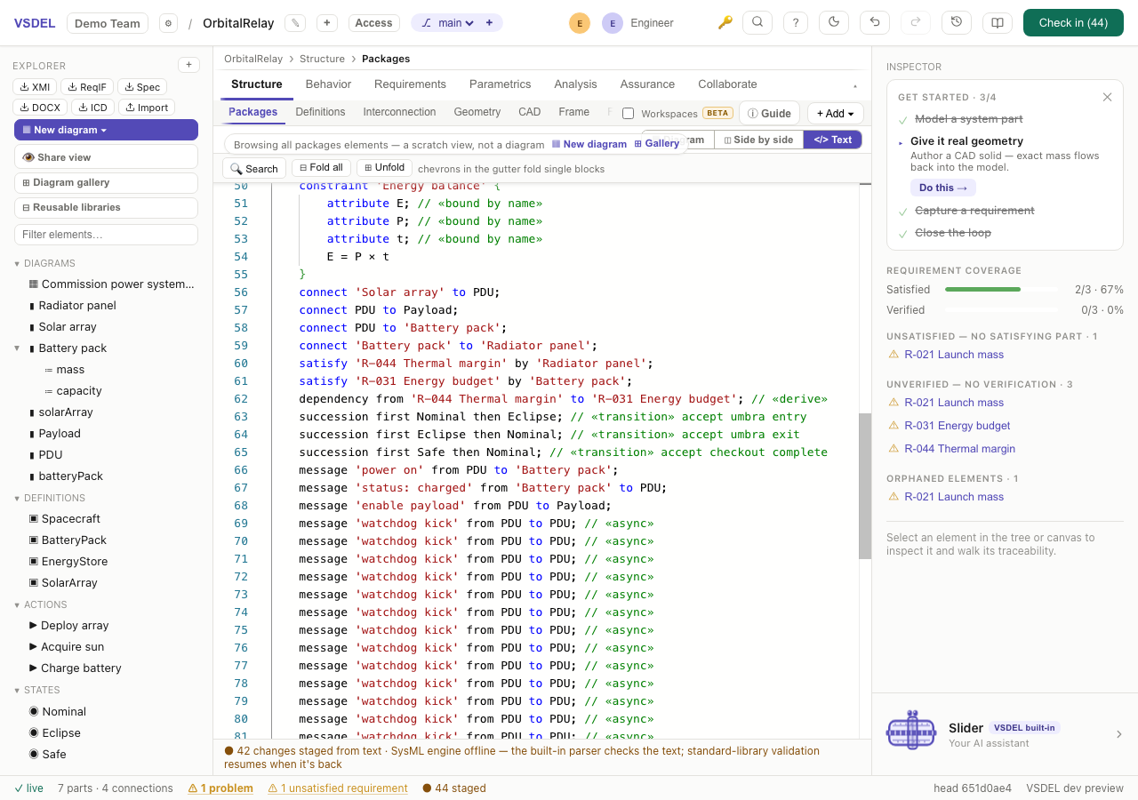 Sequence messages as SysML v2 text lines